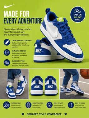 Nike Kids' Blue and White Low-Top Sneakers